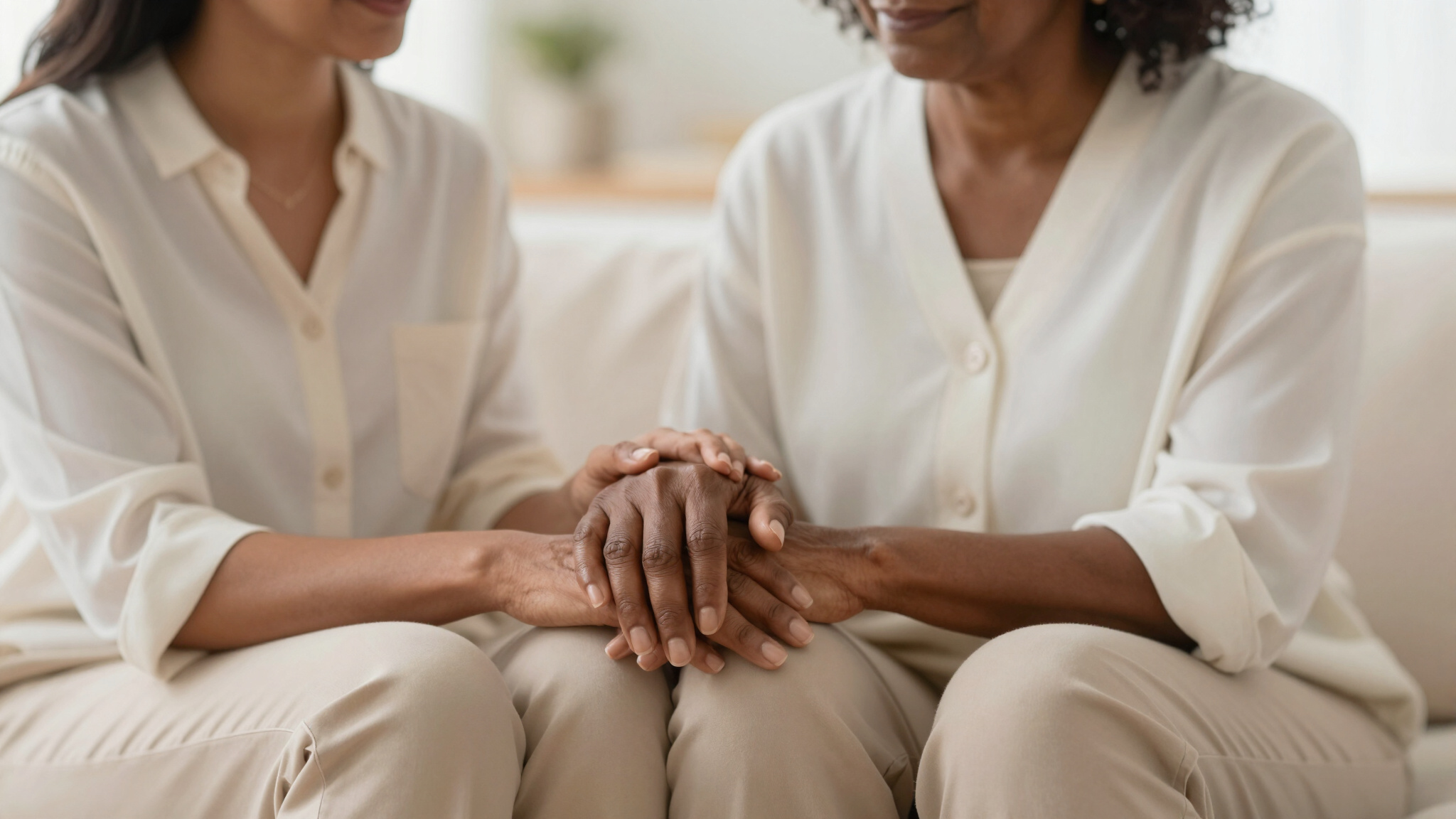 A senior and caregiver enjoying time together